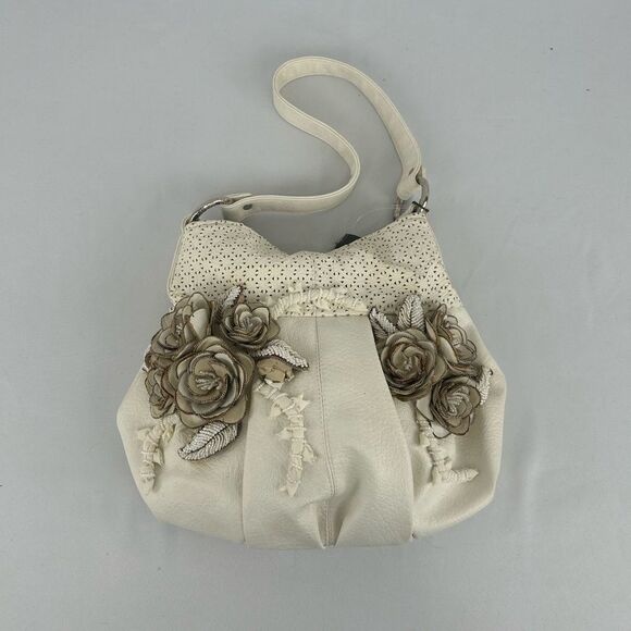 RARE! NWT Mary Frances Handmade Genuine Leather 3D Floral Shoulder Bag - Picture 1 of 8